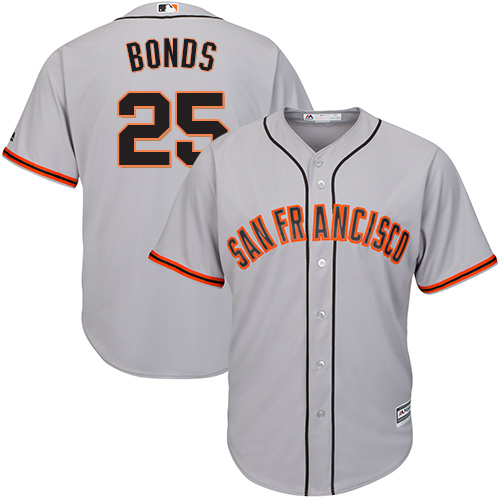 Giants #25 Barry Bonds Grey Road Cool Base Stitched Youth MLB Jersey - Click Image to Close